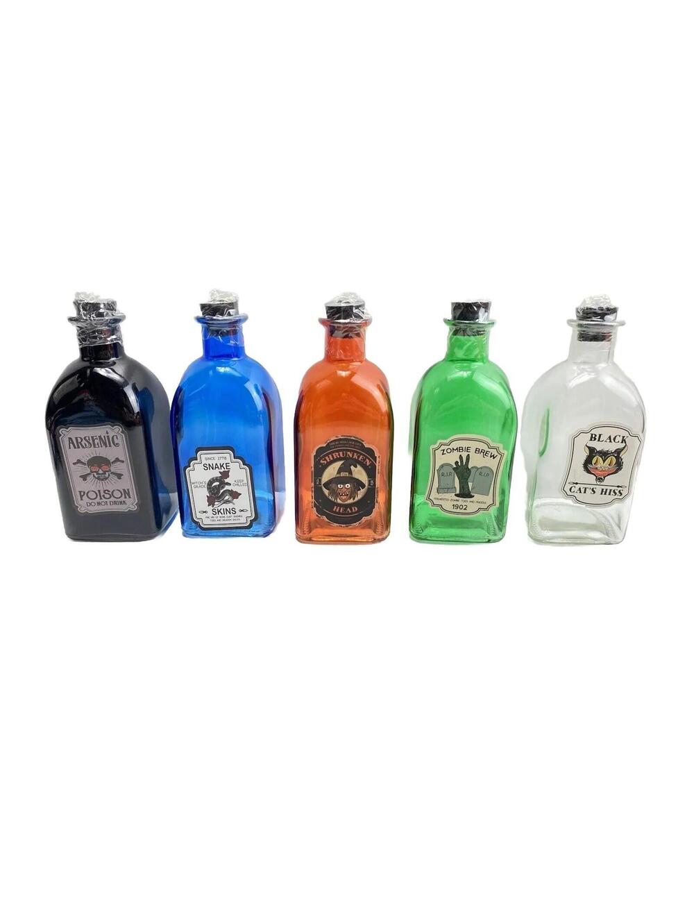 halloween glass bottle decor 5pc set